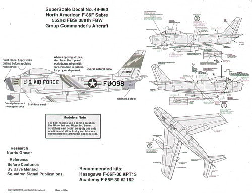 Microscale SS480963 1:48 North-American F-86F Sabre