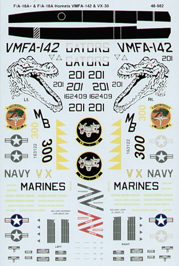Microscale SS480982 F/A-18A/A+ VX-30/VMFA-142 Decals 1:48