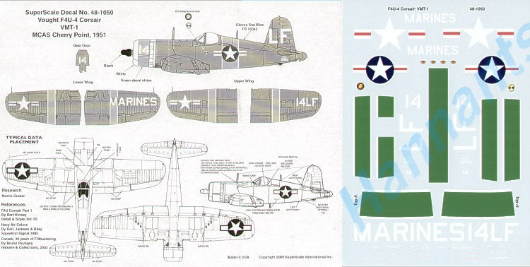 Microscale SS481050 1:48 Vought F4U-4 Corsair VMT-1 MCAS Cherry Point 1951