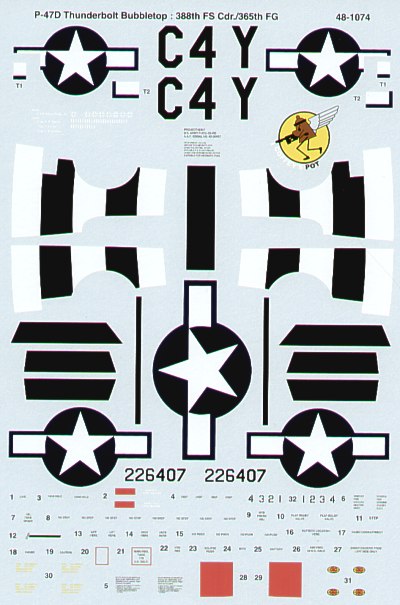 Microscale SS481074 1:48 Republic P-47D Thunderbolt bublbetop