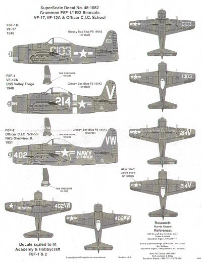 Microscale SS481082 1:48 Grumman F8F-1 Bearcats