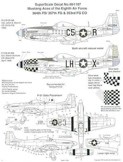 Microscale SS481107 1:48 North-American P-51D Mustangs Aces 8th Air Force