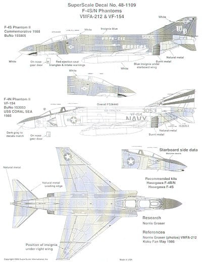 Microscale SS481109 1:48 McDonnell F-4N/S Phantoms