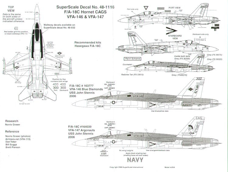 Microscale SS481116 1:48 McDonnell-Douglas F/A-18C Hornets USS John C