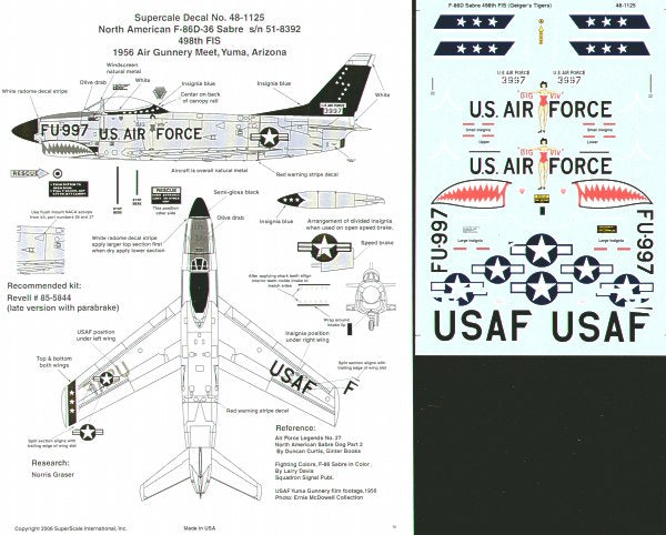Microscale SS481125 1:48 North-American F-86D Sabre