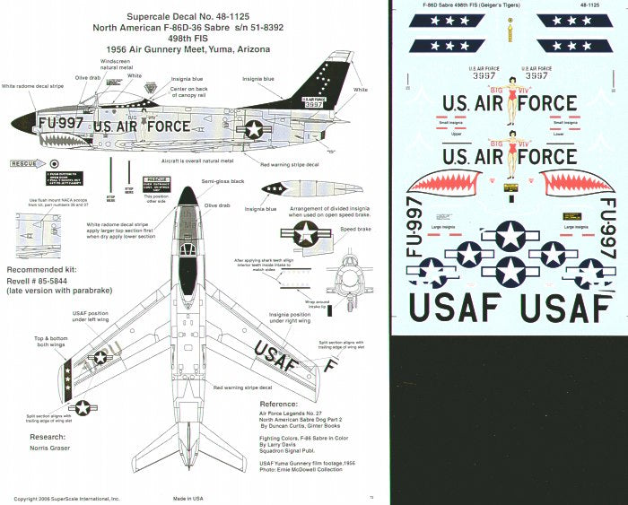 Microscale SS481125 1:48 North-American F-86D Sabre