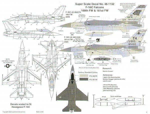 Microscale SS481132 1:48 Lockheed-Martin F-16C