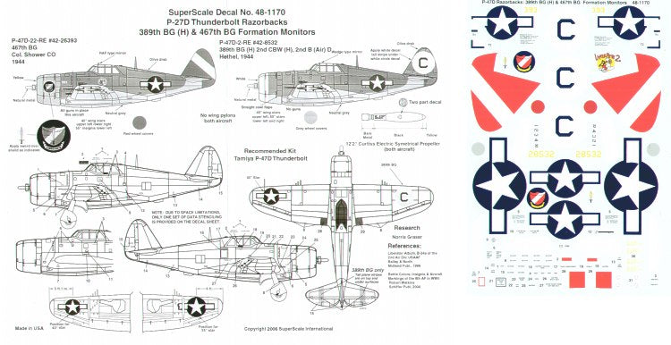 Microscale SS481170 1:48 Republic P-47D Thunderbolt 'Razorback'