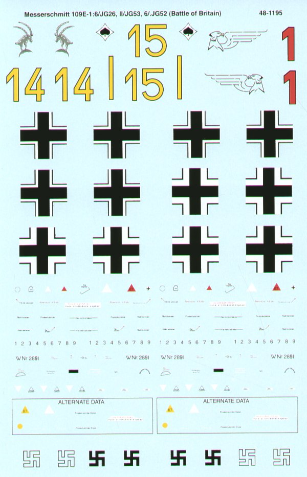 Microscale SS481195 1:48 Messerschmitt Bf-109E-1 Battle of Britain