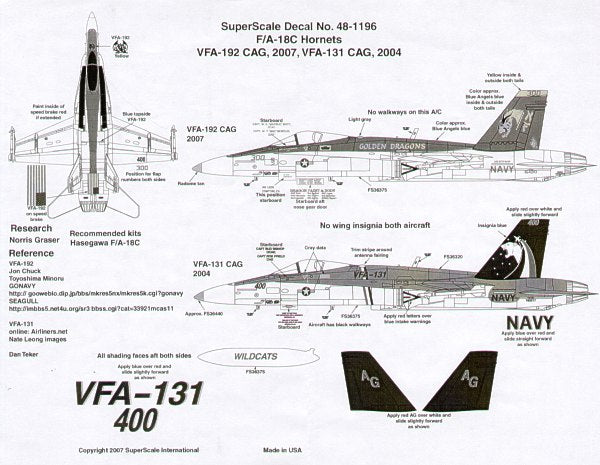 Microscale SS481196 1:48 McDonnell-Douglas F/A-18C Hornets