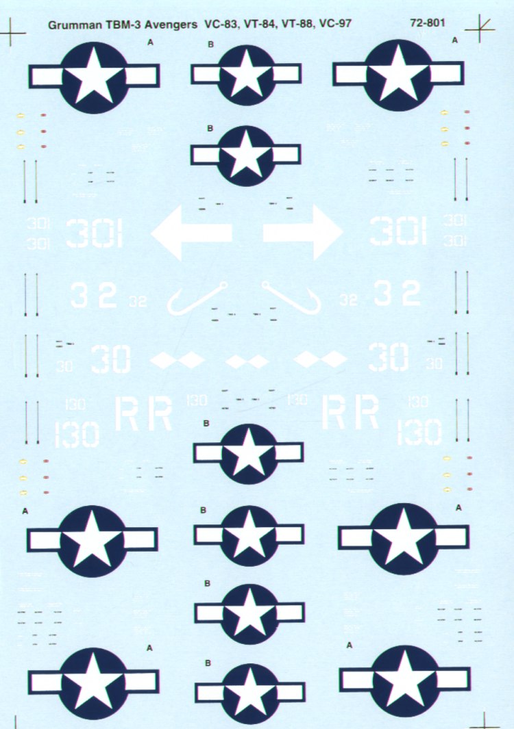 Microscale SS72801 1:72 Grumman TBM-3 Avengers