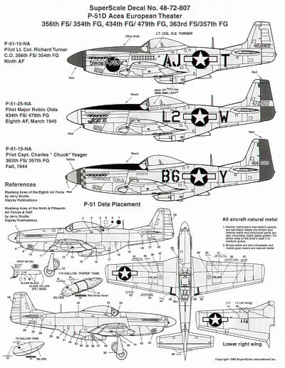 Microscale SS72807 1:72 North-American P-51D Mustang Aces