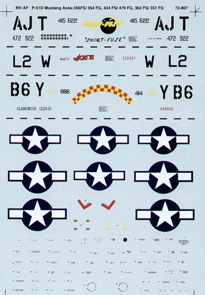 Microscale SS72807 1:72 North-American P-51D Mustang Aces