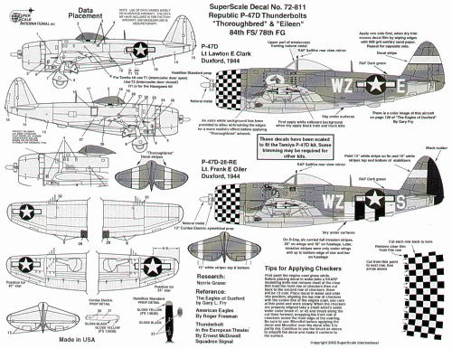 Microscale SS72811 1:72 Republic P-47D Thunderbolt bubbletops 84FS/78FG Duxford