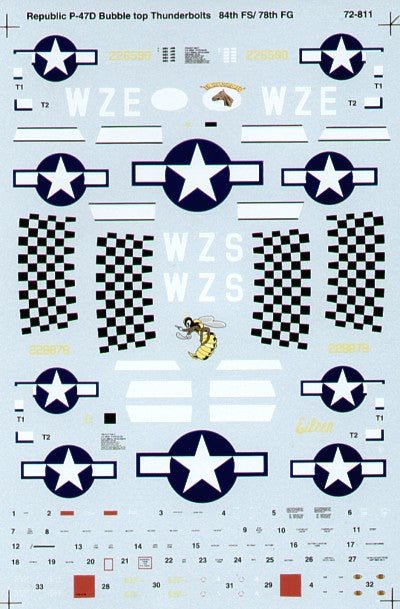 Microscale SS72811 1:72 Republic P-47D Thunderbolt bubbletops 84FS/78FG Duxford