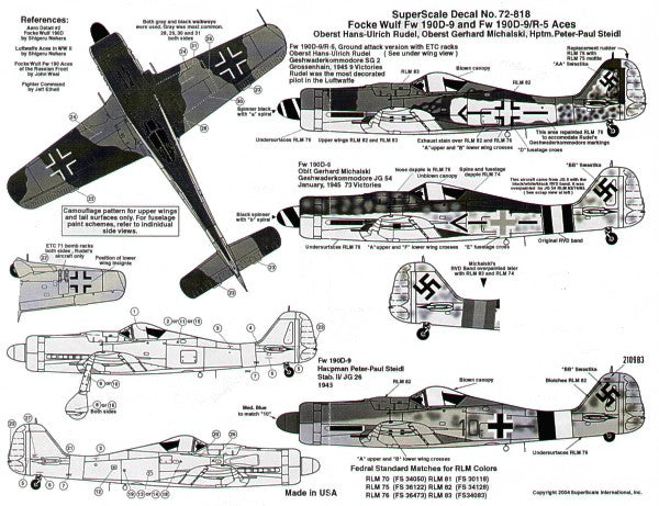 Microscale SS72818 1:72 Focke-Wulf Fw-190D-9