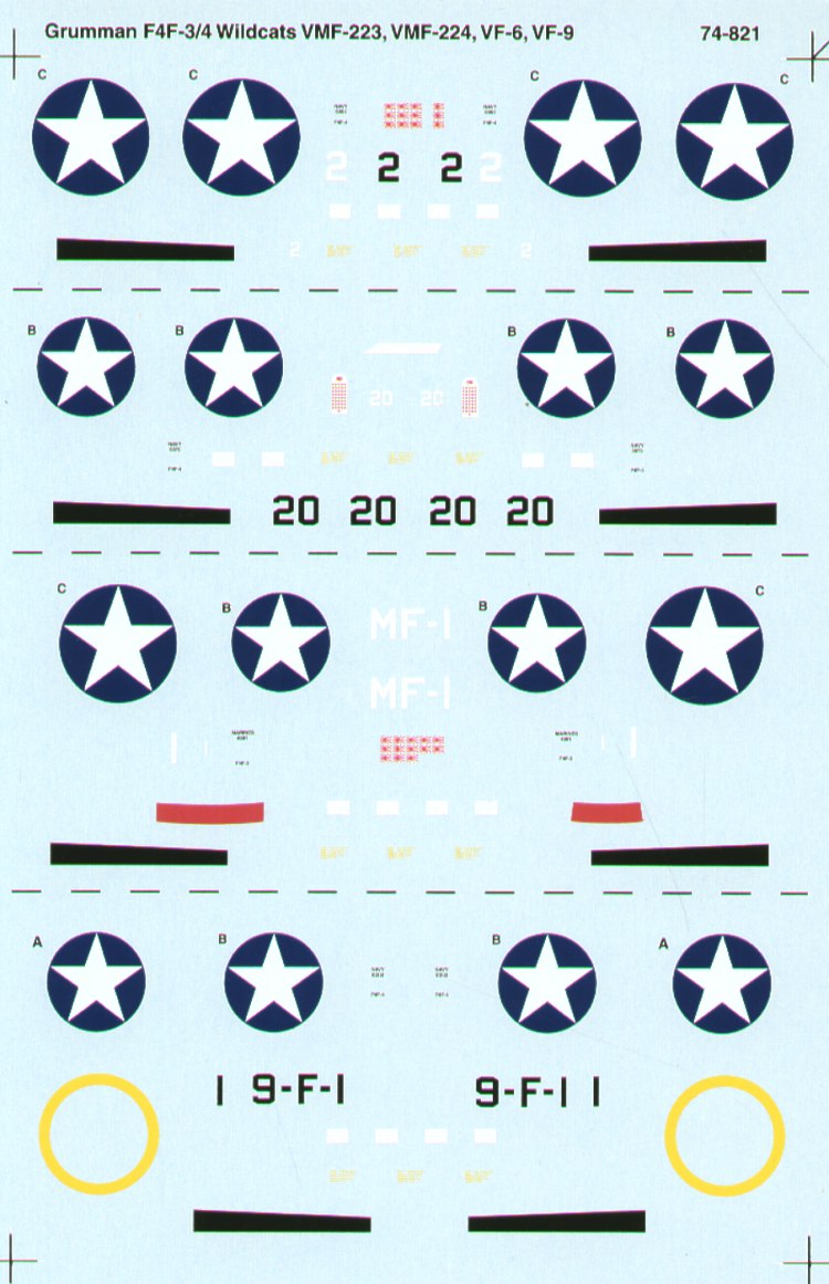 Microscale SS72821 1:72 Grumman F4F-3/4 Wildcat