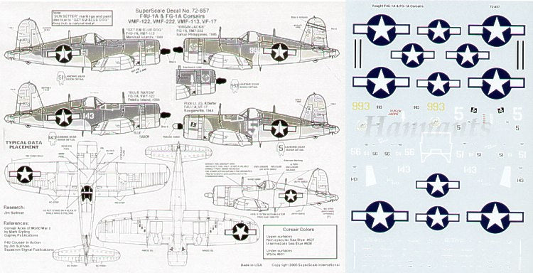 Microscale SS72857 1:72 Vought F4U-1A/FG-1A Corsairs