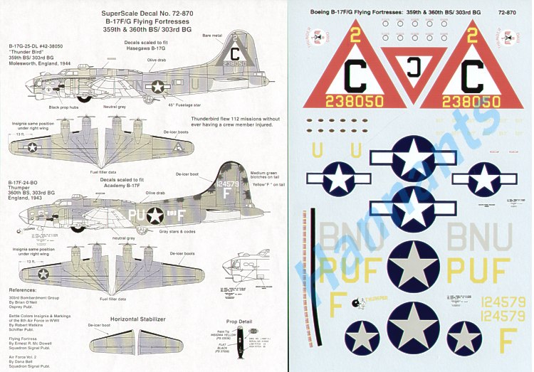 Microscale SS72870 1:72 Boeing B-17F/B-17G Flying Fortress 8th Air Force