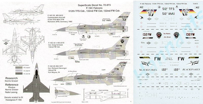 Microscale SS72873 1:72 Lockheed-Martin F-16C