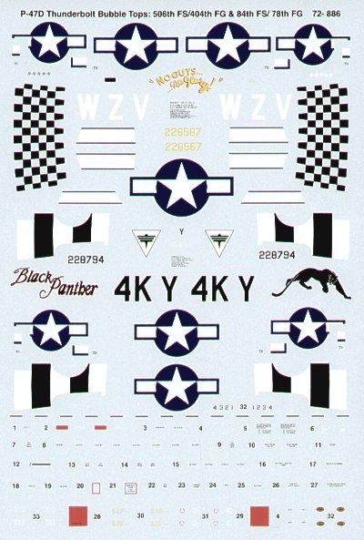 Microscale SS72886 1:72 Republic P-47D Thunderbolt Bubbletops