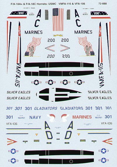 Microscale SS72888 McDonnell-Douglas F/A-18A/C Decals 1:72