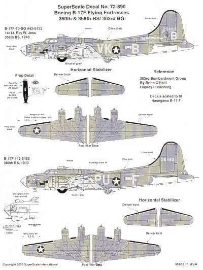 Microscale SS72890 1:72 Boeing B-17F Flying Fortress 303rd BG