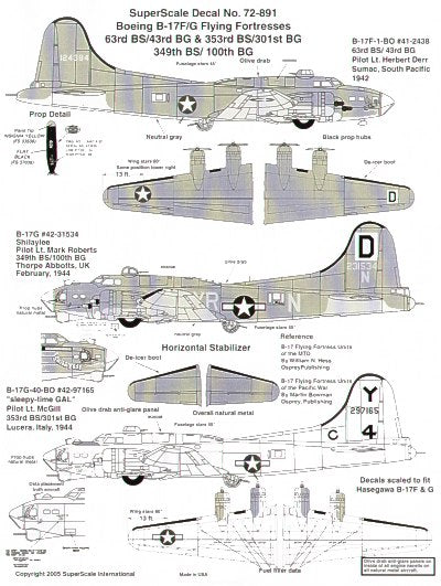 Microscale SS72891 1:72 Boeing B-17F/B-17G Flying Fortress
