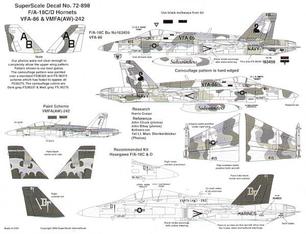 Microscale SS72898 1:72 McDonnell-Douglas F/A-18C / F/A-18D Hornets