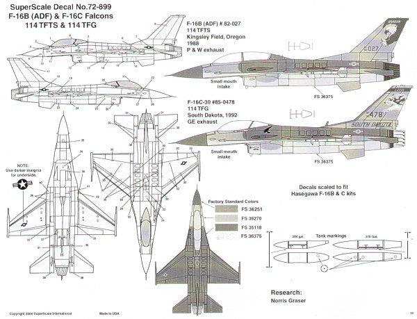 Microscale SS72899 1:72 General-Dynamics F-16B/C Falcons