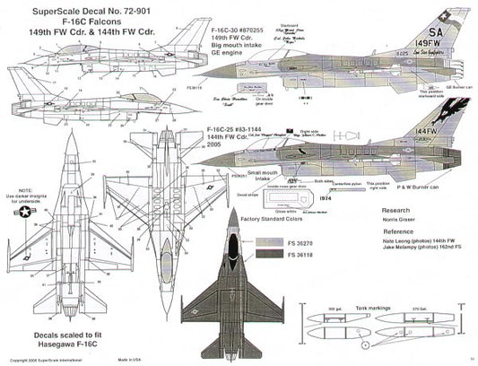Microscale SS72901 1:72 Lockheed-Martin F-16C