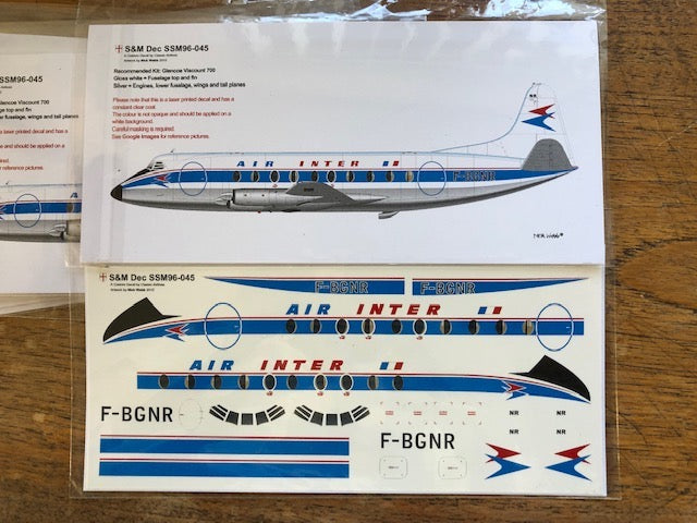 S & M Models SSM96-045 1:96 Air Inter for The Glencoe Vickers Viscount 400