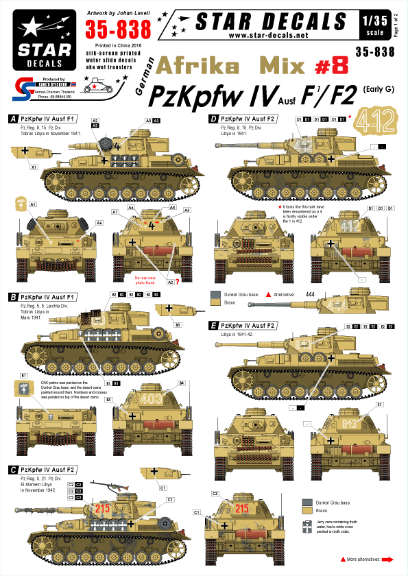 Star Decals STAR35838 1:35 German DAK/Afrika Korps Mix # 8