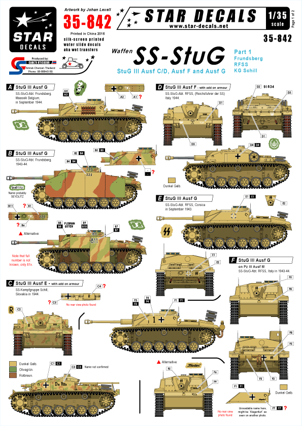 Star Decals STAR35842 Waffen-SS StuG.III Ausf.C-G 1:35