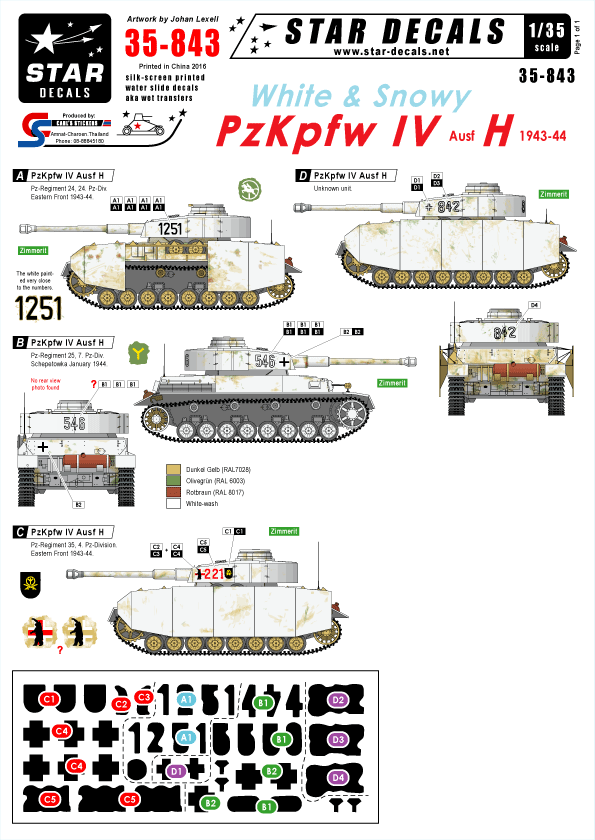 Star Decals STAR35843 Pz.Kpfw.IV Ausf.H Winter Camo 1:35