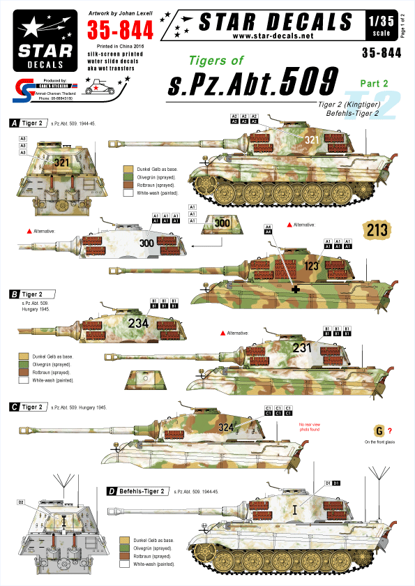 Star Decals STAR35844 1:35 Pz.Kpfw.VI Tigers of schwere Pz