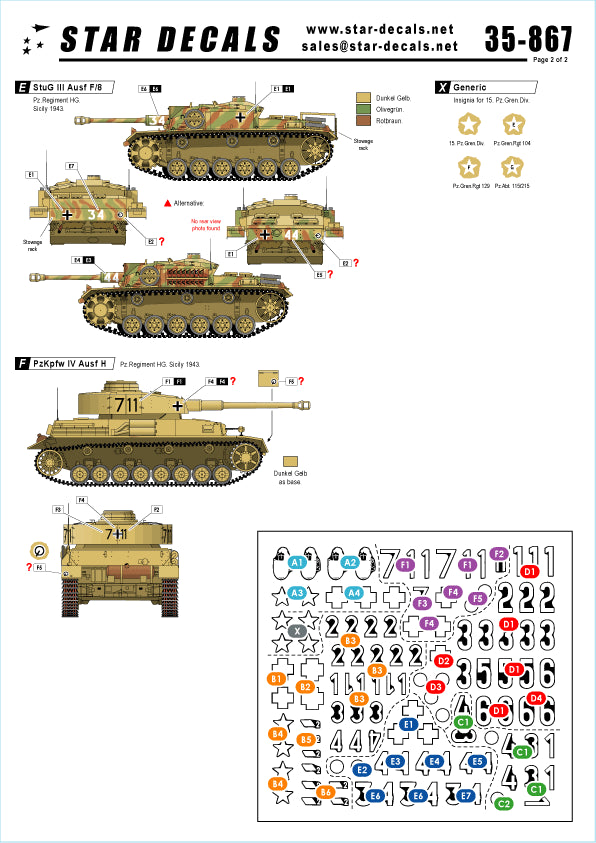 Star Decals STAR35867 1:35 German Tanks in Italy #4