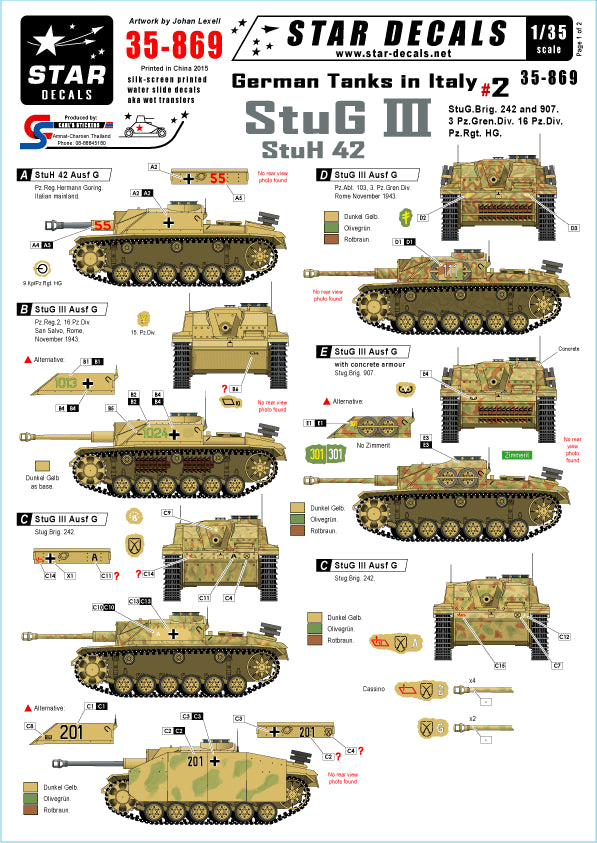 Star Decals STAR35869 1:35 German Tanks in Italy #2