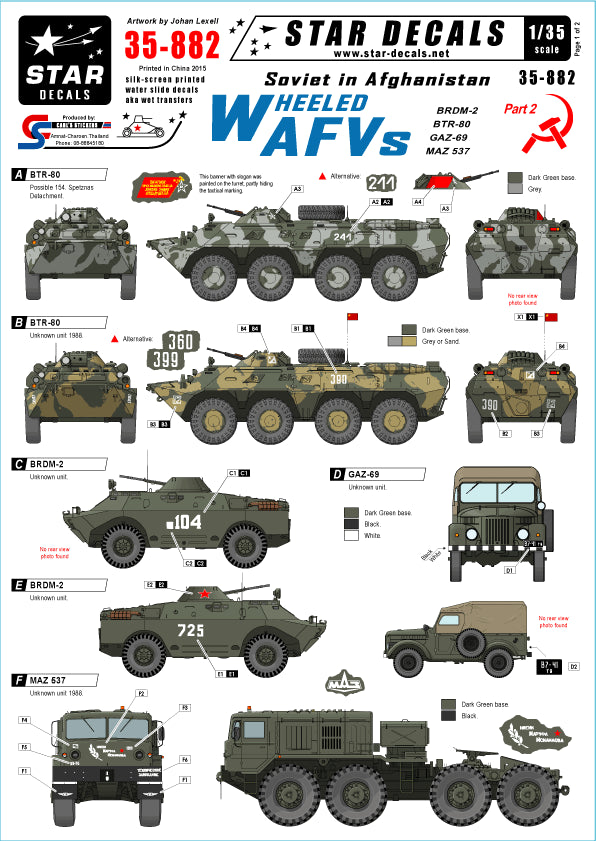 Star Decals STAR35882 1:35 Soviet in Afghanistan #2