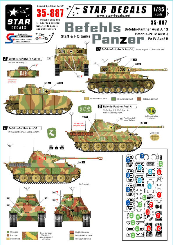 Star Decals STAR35887 1:35 Befehls-Panzers