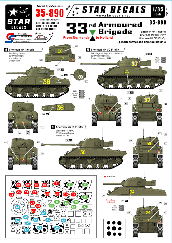 Star Decals STAR35890 1:35 British 33rd Armoured Brigade Normandy to Holland