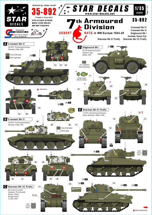 Star Decals STAR35892 1:35 7th Armoured Division