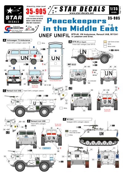 Star Decals STAR35905 1:35 Peacekeepers in the Middle East