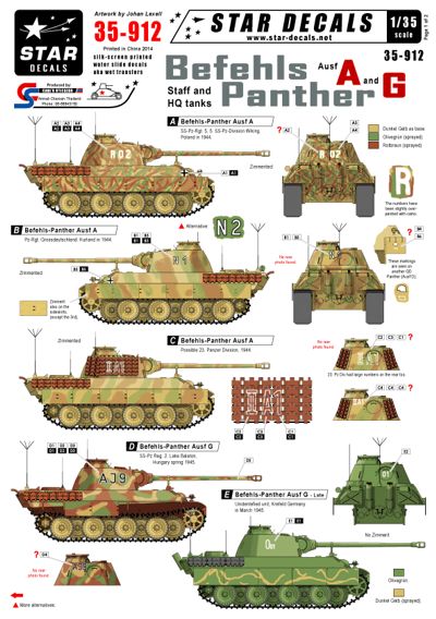 Star Decals STAR35912 1:35 Befehl-Panthers Ausf.A and G