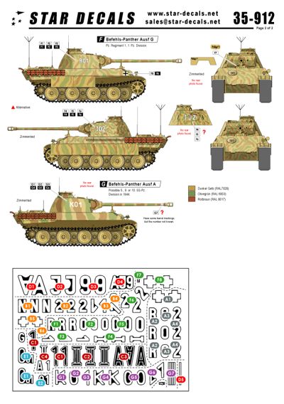 Star Decals STAR35912 1:35 Befehl-Panthers Ausf.A and G