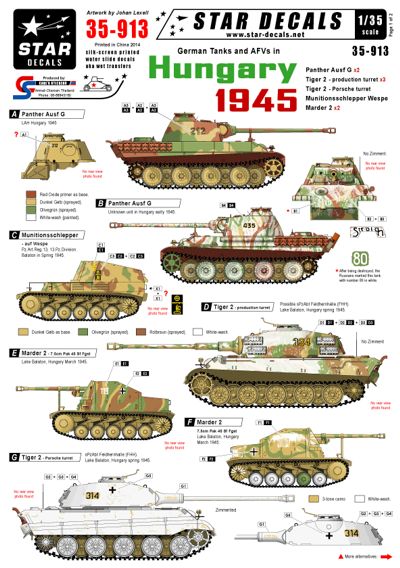 Star Decals STAR35913 1:35 German tanks in Hungary 1945