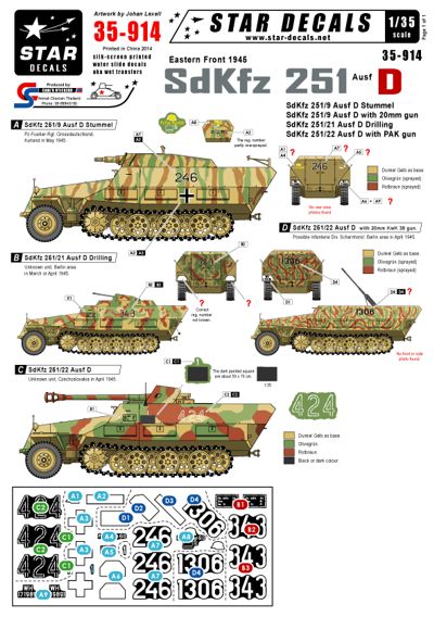 Star Decals STAR35914 Sd.Kfz.251 Ausf.D Late War 1:35
