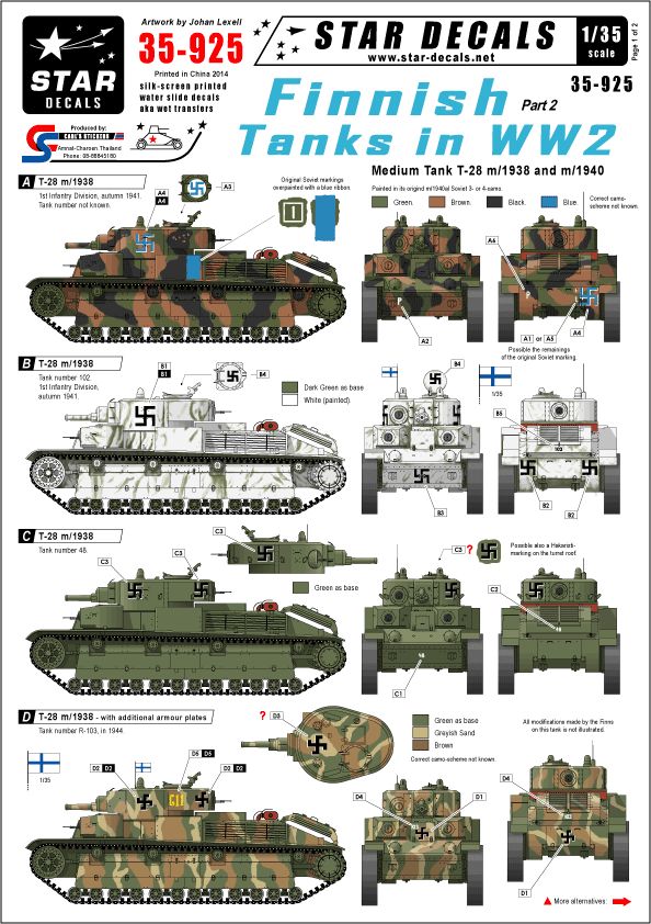 Star Decals STAR35925 1:35 Finnish Tanks in WWII #2