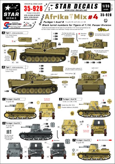 Star Decals STAR35928 1:35 German Afrika Mix #4