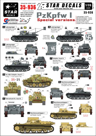 Star Decals STAR35936 1:35 Pz.Kpfw.I